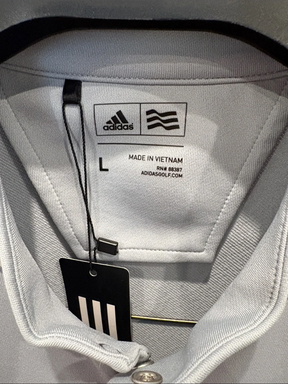 adidas golf Light Gray Men’s Track Jacket with Red Logo and sleeve stripe NWT Lg